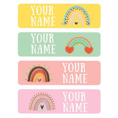 128 Custom Waterproof Dishwasher Safe Kid Name Labels for Daycare, School Supply, Baby Bottles, Lunch Boxes and Cups, Travel. Cute Personalized Design Name Stickers (Pattern 9)