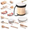 Chumia Toddler Musical Instruments Set 13 Pcs Montessori Wooden Percussion Instruments with Drum Preschool Educational Baby Early Learning Music Toys Set for Little Boys Girls Kids Children Gifts view 1