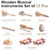 Chumia Toddler Musical Instruments Set 13 Pcs Montessori Wooden Percussion Instruments with Drum Preschool Educational Baby Early Learning Music Toys Set for Little Boys Girls Kids Children Gifts view 3