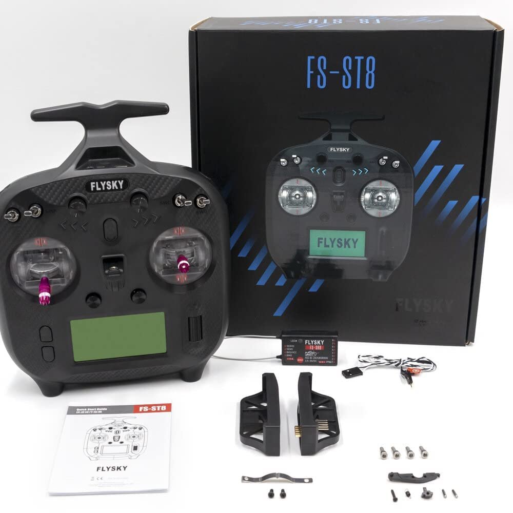 Xiangtat Flysky FS-ST8 2.4GHz 8-10CH 3.0 Radio RC Transmitter Controller FS-SR8 Receiver for RC Drone Quadcopter Car Boat Robot (FS-ST8 Upgraded Version)