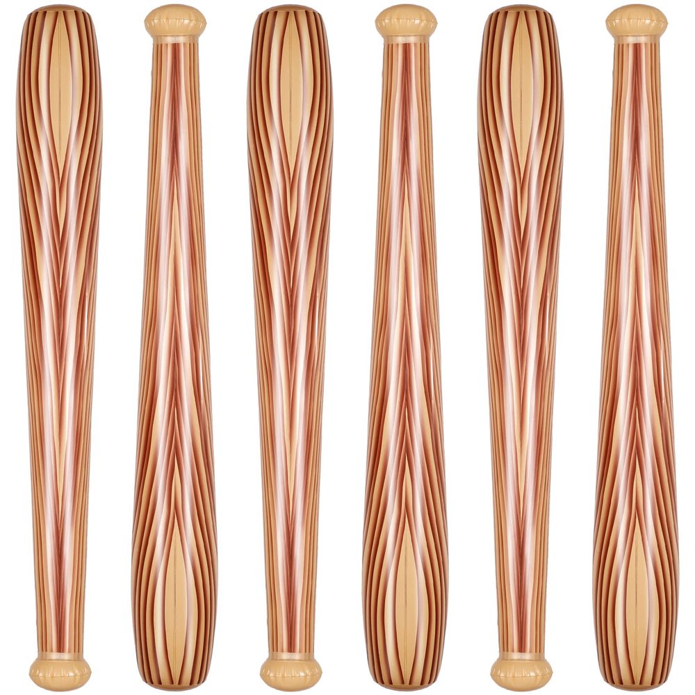 Sotiff 6 Pcs Inflatable Baseball Bat Blow up Baseball Ball Sports Themed Inflatable Bat Blow up Party Favors Summer Beach for Birthday Carnival (29.53 Inches,Wood)