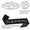 Mayin Happy 18th Birthday Tiara and Sash Gifts Crystal Rhinestone Princess Crown Birthday Girl Party Favor Supplies Silver Crowns Black Sash view 2