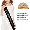 Mayin Happy 18th Birthday Tiara and Sash Gifts Crystal Rhinestone Princess Crown Birthday Girl Party Favor Supplies Silver Crowns Black Sash view 3