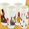 BAMBOO KING Set of 4 Train and Train Tracks Theme Party Bamboo Cups for Kids | Shatter Resistant | BPA Free | Open Cups | 8 Oz view 1