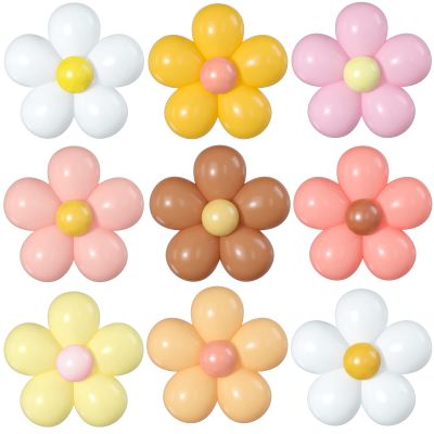 16 Set Daisy Flower Balloons DIY Kit,Multicolor Latex Balloon Flower Balloons Party Decorations for Birthday Baby Shower Wedding Anniversary Groovy Fairy Retro Hippie Theme Decor