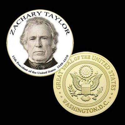 12th President of The U.S. United States 1849-1850 | Zachary Taylor | Gold Plated Printed Challenge Coin