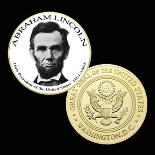 16th President of The U.S. United States 1861-1865 | Abraham Lincoln | Gold Plated Printed Challenge Coin