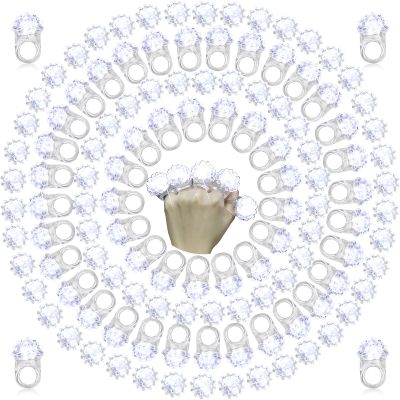 Sosation 100 Pcs Mardi Gras Light up Ring LED Flashing Ring Carnival Throws Party Favors Glow in the Dark Bumpy Jelly Finger Blinking for Kids Carnival Party Supplies(Clear)