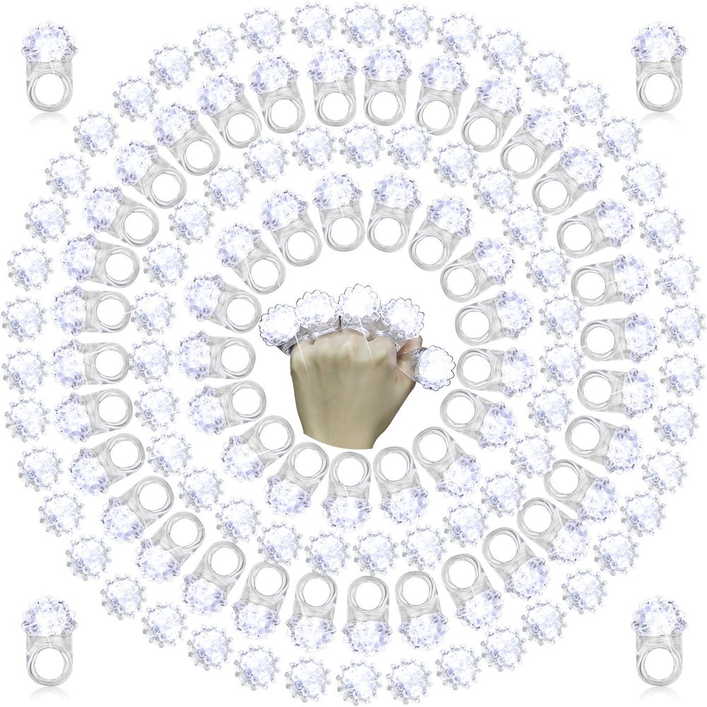 Sosation 100 Pcs Mardi Gras Light up Ring LED Flashing Ring Carnival Throws Party Favors Glow in the Dark Bumpy Jelly Finger Blinking for Kids Carnival Party Supplies(Clear)