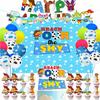 Cartoon Story Party Supplies 4th Birthday include Reach Four The Sky Cake Topper Backdrop Cupcake Toppers Balloons Banner for 4th Boys Girls Birthday Decorations view 1
