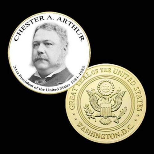 21st President of The U.S. United States 1881-1885 | Chester A. Arthur | Gold Plated Printed Challenge Coin