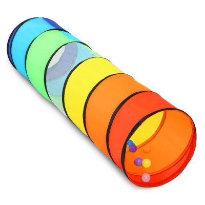 Kids Play Tunnel for Toddlers, 5.7 Foot Pop Up Crawl Through Tunnel Play Tent for Baby Infant Children or Dog with 2 Mesh Sides, Kids Tunnel Toys or Gift Indoor & Outdoor (Rainbow Crawling Tunnel)