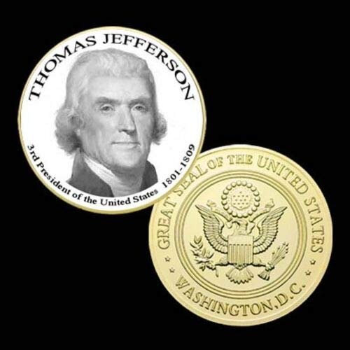 3rd President of The U.S. United States 1801-1809 | Thomas Jefferson | Gold Plated Printed Challenge Coin
