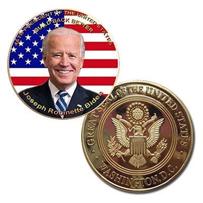 46th President of The U.S. United States | Joseph Robinette Biden | Build Back Better | Gold Plated Colorized Printed Challenge Coin