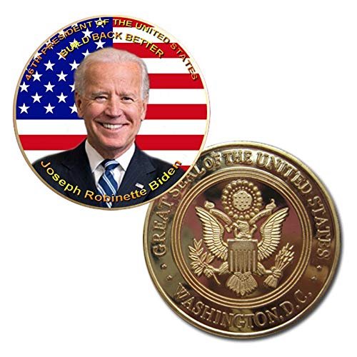 46th President of The U.S. United States | Joseph Robinette Biden | Build Back Better | Gold Plated Colorized Printed Challenge Coin