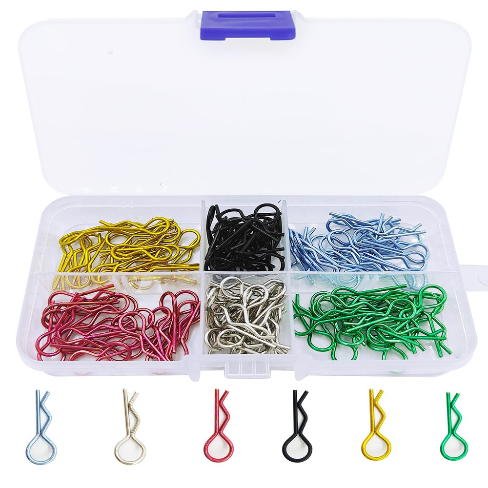 HOPLEX 130pcs Universal RC Body Clips Car Clips Steel R Clips for All 1/10 1/12 Scale Redcat HPI Himoto HSP Exceed RC Car Parts Truck Buggy Shell Replacement