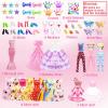 75Pcs Doll Clothes and Accessories Fashion Design kit for 11.5 Inch Doll Dress Up Including 2 Wedding Gown Dresses 1 Fashion Dress 2 Party Dress 8 Mini Dresses 3 Tops and Pants 10 Shoes 6 Necklaces view 2