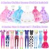 75Pcs Doll Clothes and Accessories Fashion Design kit for 11.5 Inch Doll Dress Up Including 2 Wedding Gown Dresses 1 Fashion Dress 2 Party Dress 8 Mini Dresses 3 Tops and Pants 10 Shoes 6 Necklaces view 3