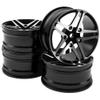 ShareGoo Metal Wheel Rims RC 12mm Hex Hubs 1/10 RC Drift On-Road Racing Touring Wheel Rim Compatible with HSP Tamiya Kyosho RedCat Sakura WLtoys Universal 1/10 RC Scales,5-Spoke (Black) view 1