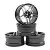 ShareGoo Metal Wheel Rims RC 12mm Hex Hubs 1/10 RC Drift On-Road Racing Touring Wheel Rim Compatible with HSP Tamiya Kyosho RedCat Sakura WLtoys Universal 1/10 RC Scales,5-Spoke (Black) view 2