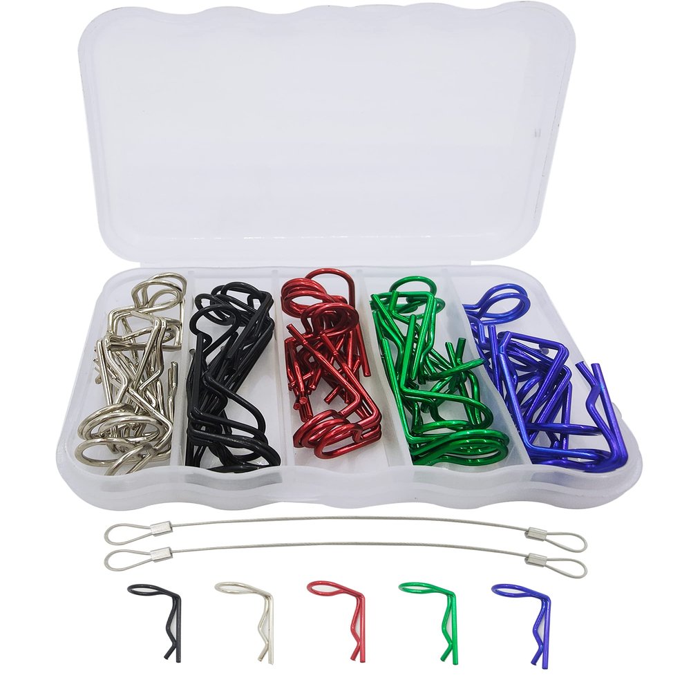 HOPLEX 50PCS RC Body Clips 90-Degree Angle Springy Pins Bent Springy Pins for 1/8 1/10 1/12 Scale Model Car Truck Crawler Truck
