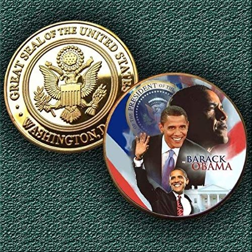 44th President of The U.S. United States | Barack Obama | Gold Plated Colorized Printed Challenge Coin