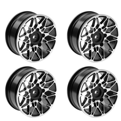ShareGoo Metal Wheel Rims RC 12mm Hex Hubs 1/10 RC Drift On-Road Racing Touring Wheel Rim Compatible with HSP Tamiya Kyosho RedCat Sakura WLtoys Universal 1/10 RC Scales (Black)
