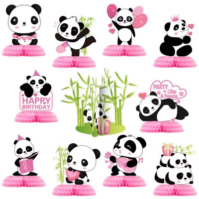 11 Pieces Panda Party Decorations Panda Honeycomb Centerpieces Panda Party Supplies Cute Paper Table Centerpieces for Kids Birthday Baby Shower Party Table Decoration