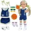 18 Inch Doll Clothes and Accessories - Basketball Clothes Sports Set Designed for 18 Inch Girl Doll Include Doll Clothes, Hair Bands, Bracers, Shoes, Socks and Basketball view 1