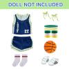 18 Inch Doll Clothes and Accessories - Basketball Clothes Sports Set Designed for 18 Inch Girl Doll Include Doll Clothes, Hair Bands, Bracers, Shoes, Socks and Basketball view 2
