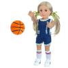 18 Inch Doll Clothes and Accessories - Basketball Clothes Sports Set Designed for 18 Inch Girl Doll Include Doll Clothes, Hair Bands, Bracers, Shoes, Socks and Basketball view 4