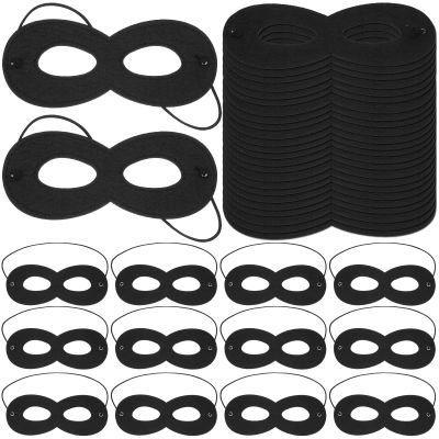 Coume 60 Pcs Halloween Black Felt Eye Half Masks Bulk Costumes Masquerade Hero Cosplay Adjustable Dress up for Men Women Party