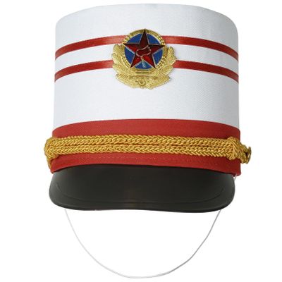 TiaoBug Children Drum Major Hat Band Hat Toy Soldier Costume for Halloween Party Stage Performance Type A Red One Size
