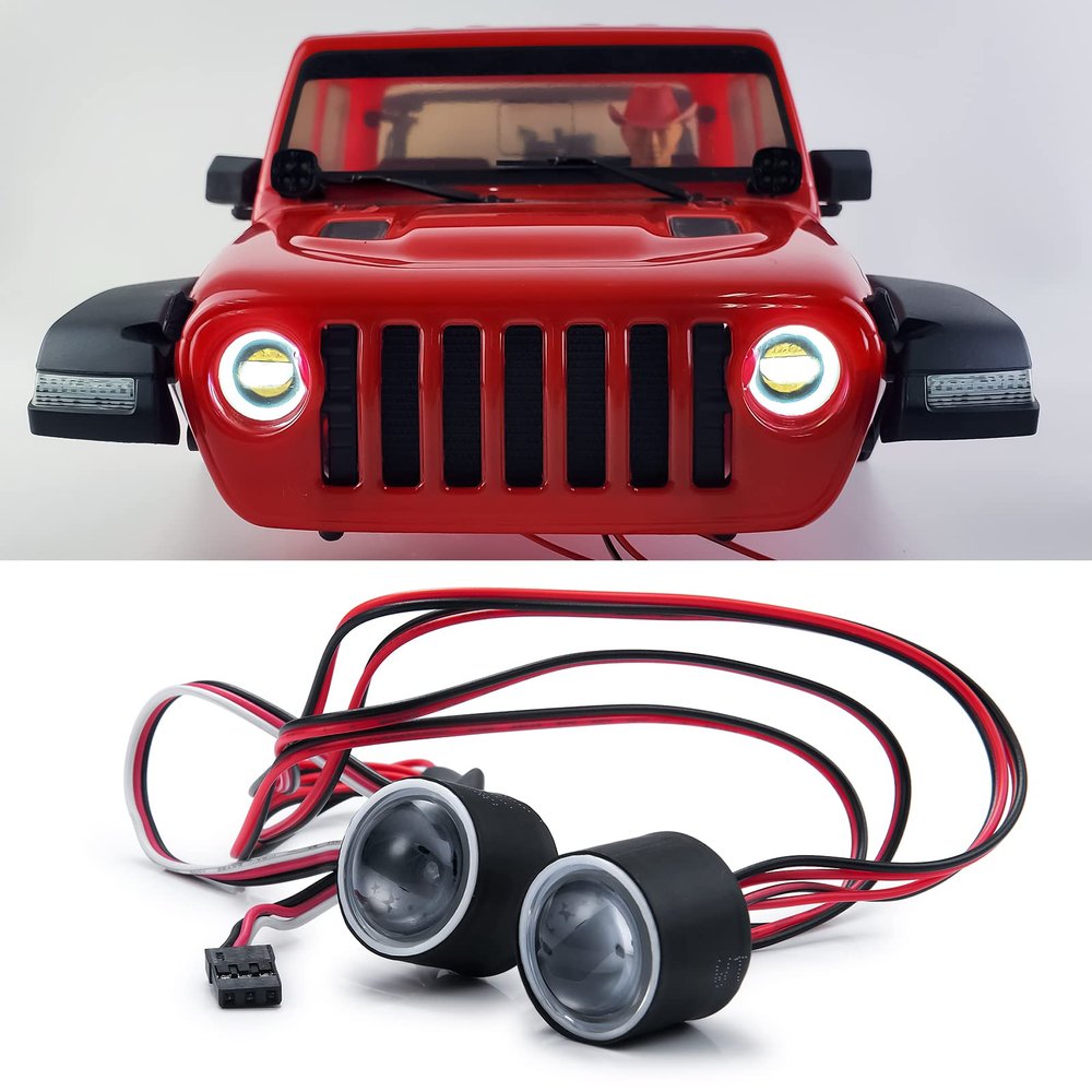 SWX RC Headlight LED Lights 22mm for 1/10 Axial SCX10-III AXI03007 Upgrades