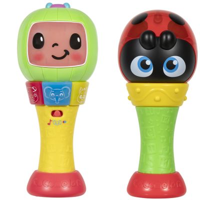 CoComelon Sing n Play Maracas, 3 Play Modes - Plays 6 Fan Favorite Song Clips, Learn Animal Sounds and Colors - Lights Up - Two Maracas - Musical Instruments for Kids, Toddlers, and Preschoolers