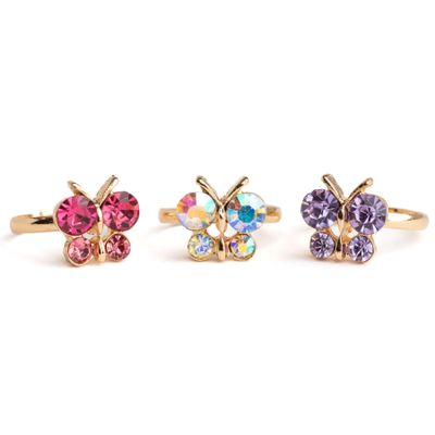 Great Pretenders Boutique Butterfly Gem Rings 3pc