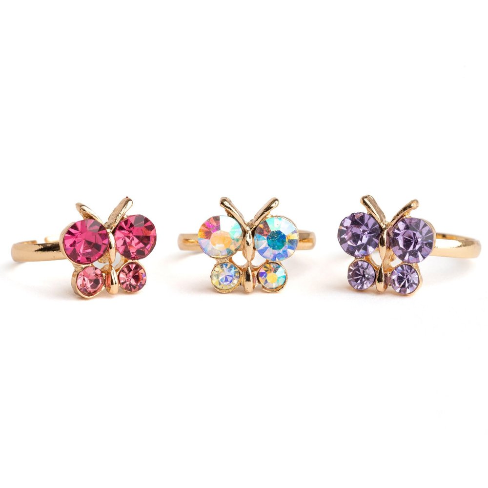 Great Pretenders Boutique Butterfly Gem Rings 3pc