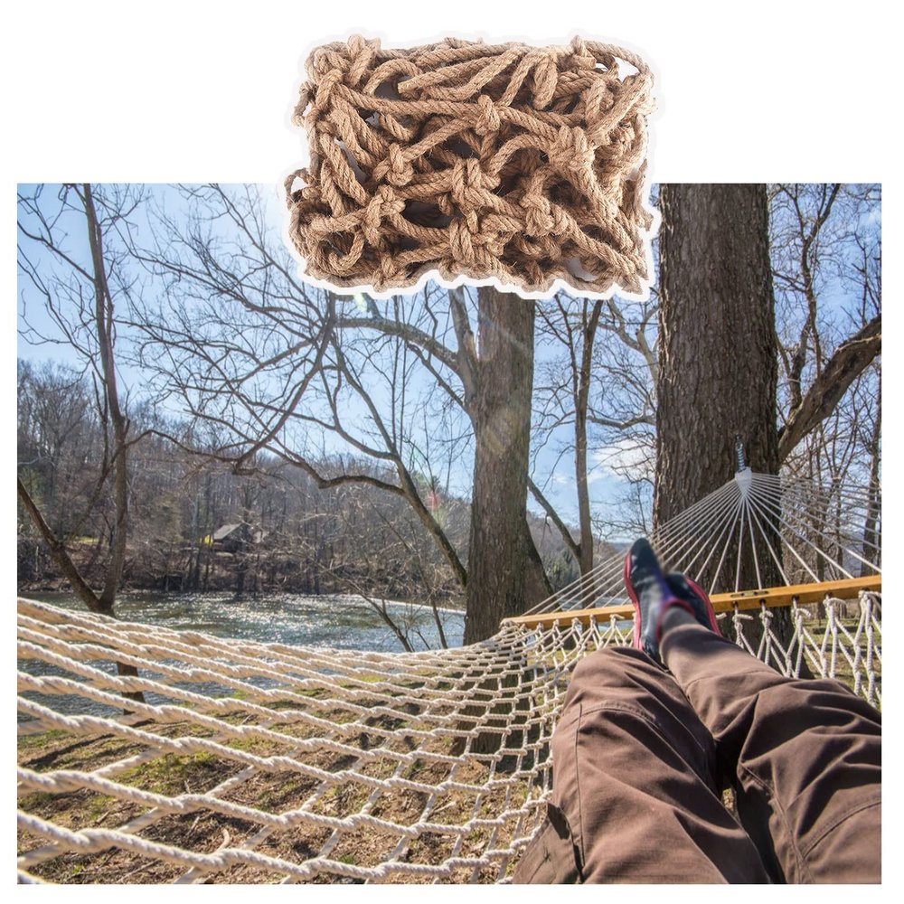 Climbing Cargo Net Heavy Duty Hemp Rope Net Playground Hammock Net Kids Treehouse Safety Net Outdoor Fence Decor Net Stair Railing Balcony Protection Net Rock Grid (Size : 1 * 6m(3 * 20ft))
