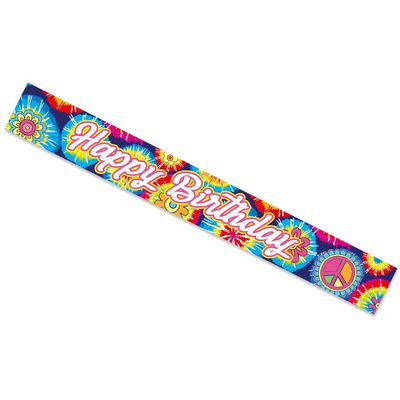 Tie-Dye Birthday Sash for Hippie Theme Groovy Party, 60's Theme Happy Birthday Sash,?Hippie Birthday Party Decorations, Birthday Anniversary Party Supplies
