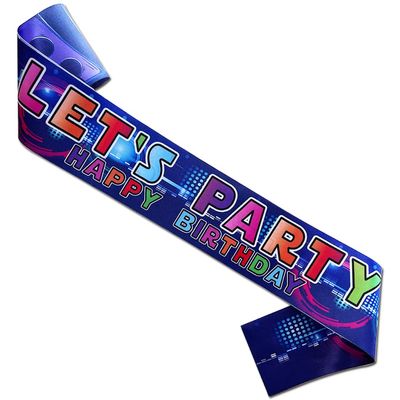 Lets Party Birthday Sash for Kids and Teens, Glow Neon Theme Party Supplies, Happy Birthday Sash,?Lighting Birthday Party Decorations, Birthday Anniversary Party Supplies