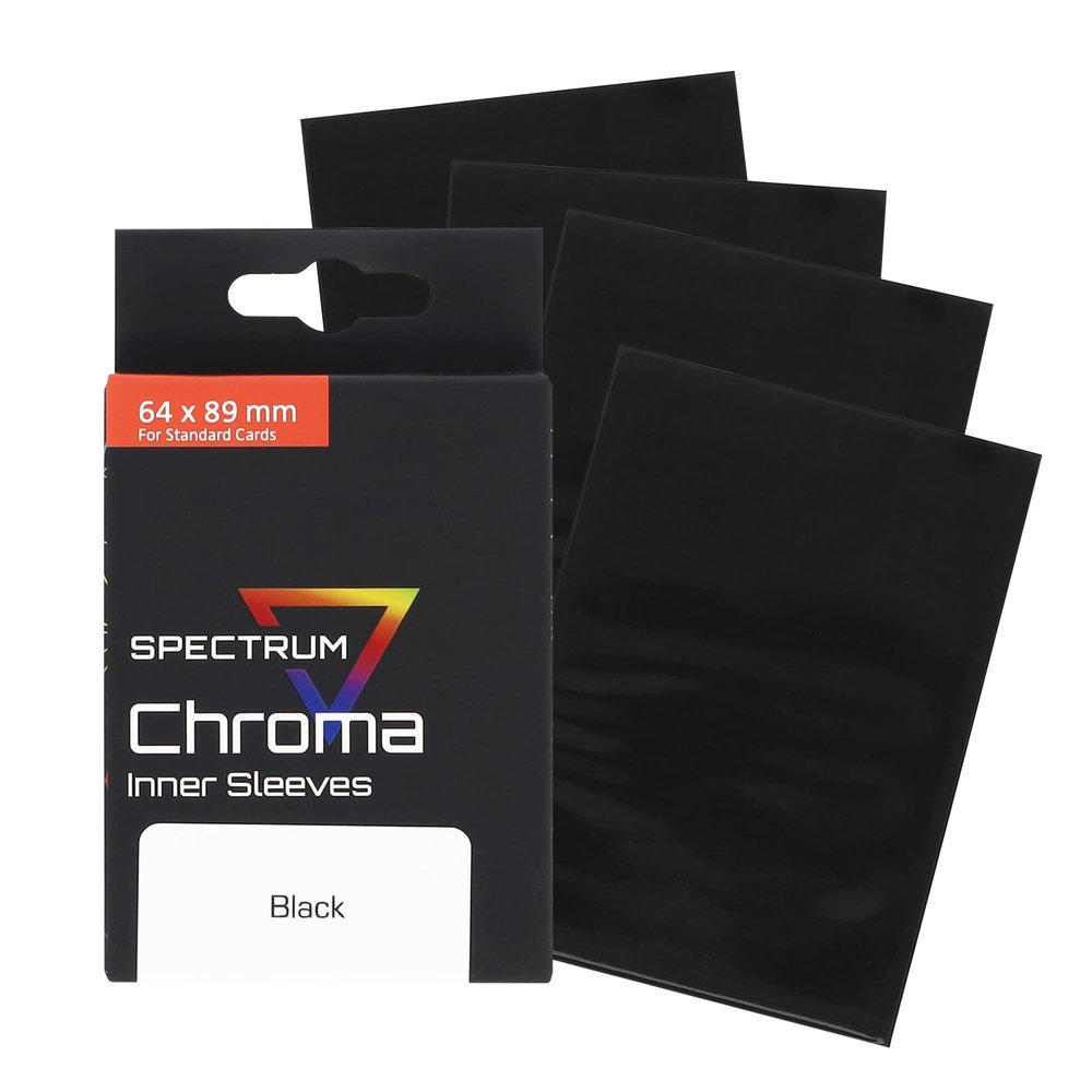 BCW Spectrum Black Chroma Inner Card Sleeves | 100 Pack | Acid-Free Archival Quality Protection | Perfect Fit Sleeves for MTG, Pokemon | Dual-Sided Glossy-Clear