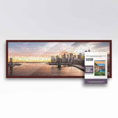 13x39 Dark Brown Solid Wood Picture Frame Set with Peel & Stick Puzzle Glue Sheets | Interior Depth 0.5 Inches | Dark Brown Traditional Puzzle Frame with UV Acrylic, Foam Backing & Hanging Hardware