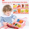 hahaland Toddler Busy Board Montessori Toys for 3 Year Old Girl Gifts, Educational Learning Toys with Life Skills, Alphabet, Number, Shape, Color, Easter Valentines Gift Travel Sensory Busy Book Age 3 view 3
