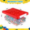Vicenpal 4 Pack Toy Storage Containers with Lids Brick Shaped Kids Toy Organizer Box Plastic Clear Stackable Bin Chest for Building Block Dolls(Small,Red, Yellow, Blue, Green) view 2