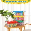 Vicenpal 4 Pack Toy Storage Containers with Lids Brick Shaped Kids Toy Organizer Box Plastic Clear Stackable Bin Chest for Building Block Dolls(Small,Red, Yellow, Blue, Green) view 4