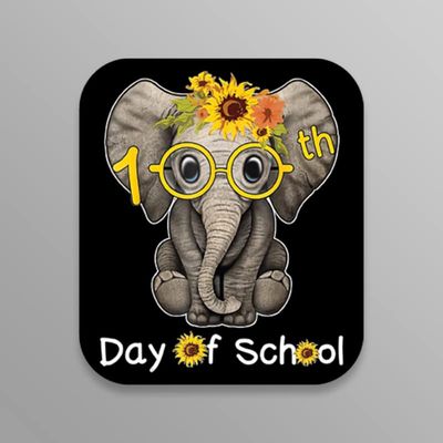 100 Days of School | Elephant | Sunflowers |Great Gift Idea|Decal Sticker|2 Pack|5 Inch Stickers|FBMS11191