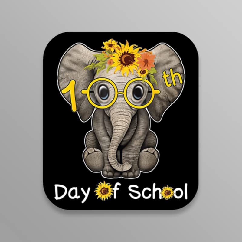 100 Days of School | Elephant | Sunflowers |Great Gift Idea|Decal Sticker|2 Pack|5 Inch Stickers|FBMS11191