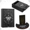 Yulejo Wooden Tarot Card Case and Stand Holder, Cards Box Fortune Telling Trinket Keepsake with Pendulum Board Moon Shape Altar Display for Witch (Stylish Style) view 1