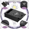 Yulejo Wooden Tarot Card Case and Stand Holder, Cards Box Fortune Telling Trinket Keepsake with Pendulum Board Moon Shape Altar Display for Witch (Stylish Style) view 2