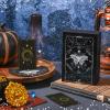 Yulejo Wooden Tarot Card Case and Stand Holder, Cards Box Fortune Telling Trinket Keepsake with Pendulum Board Moon Shape Altar Display for Witch (Stylish Style) view 4